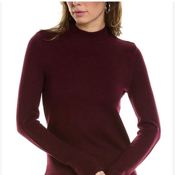 VINCE Women's Cozy Mock Neck Cherry Wine V971584340 Large $225 - Picture 3 of 10